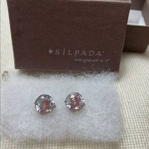 SILPADA RARE Sterling Silver 925 "Crown Jewel" Cubic Zirconia Pierced Earrings